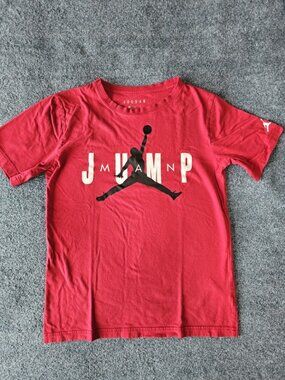 Nike Air Jordan Boys Graphic T Shirt Red Jumpman Logo Tee Youth Size L